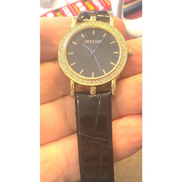 Women's 34mm Gold Tone Cote D'Azur Watch, Crystal Accented Bezel - Picture 3 of 3